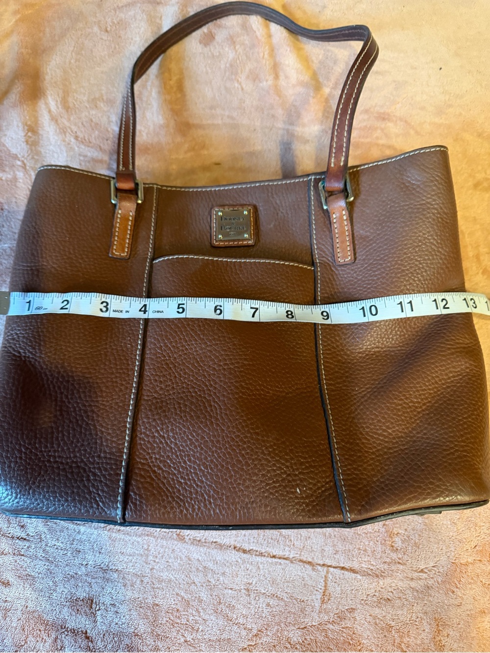 Dooney & Bourke Brown Pebbled Leather Tote - Picture 6 of 7